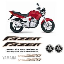 Adesivos Para Yamaha Fazer 250 Ys 2007 + Emblemas Resinados Cor:MOTO VERMELHA OU AZUL