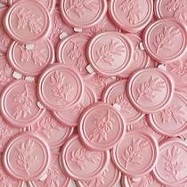 Adesivos Pilloze, 50 unidades, selo de cera rosa, ramo de oliveira, 3 cm