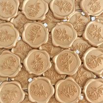 Adesivos Pilloze Wax Seal, 50 peças de rosa 3D, 3 cm dourados