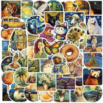 Adesivos, pinturas a óleo de todas as coisas, animais, 50 unidades/lote