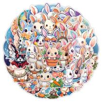 Adesivos Rabbits, vinil impermeável, anime, 50 unidades/lote D