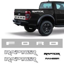Adesivos Ranger Raptor + Faixa Ford Prata/Grafite + Emblemas