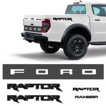 Adesivos Ranger Raptor + Faixa Ford Preto/Grafite + Emblemas