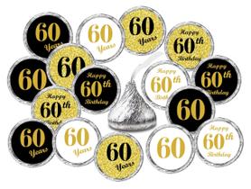 Adesivos RokAPary para Aniversário de 60 Anos - Conjunto com 324 Etiquetas para Doces Adesivos RokAPary para Aniversário de 60 Anos - Conjunto com 324 Etiquetas para Doces