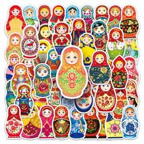 Adesivos Russian Matryoshka Doll, vinil impermeável, 50 unidades