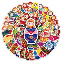 Adesivos Russian Nesting Dolls, vinil, impermeáveis, 50 unidades