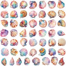 Adesivos Seashell, 50 peças, com tema oceânico colorido, vinho impermeável Adesivos Seashell, 50 peças, com tema oceânico colorido, vinho impermeável