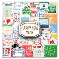 Adesivos, selo postal vintage, 116 unidades, impermeáveis para viagens