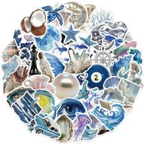 Adesivos Silver Blue Ocean, vinil impermeável, 50 unidades/lote Adesivos Silver Blue Ocean, vinil impermeável, 50 unidades/lote