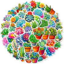 Adesivos Succulent & Plant, 50 unidades, vinil impermeável
