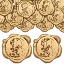 Adesivos SWANGSA Wax Seal, letra B, 50 unidades de ouro antigo Adesivos SWANGSA Wax Seal, letra B, 50 unidades de ouro antigo