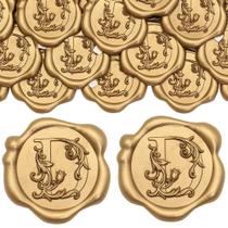 Adesivos SWANGSA Wax Seal, letra D, 50 unidades de ouro antigo, 3 cm Adesivos SWANGSA Wax Seal, letra D, 50 unidades de ouro antigo, 3 cm