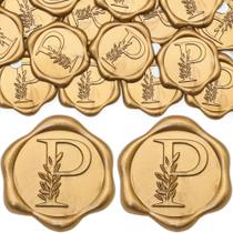 Adesivos SWANGSA Wax Seal Letter P, pacote com 50 unidades, ouro antigo Adesivos SWANGSA Wax Seal Letter P, pacote com 50 unidades, ouro antigo