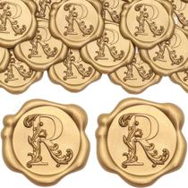 Adesivos SWANGSA Wax Seal Letter R 50 unidades de ouro antigo Adesivos SWANGSA Wax Seal Letter R 50 unidades de ouro antigo