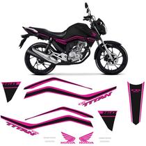 Adesivos Tanque Moto Honda Cg Titan 160 2018/2020 Faixa Rosa