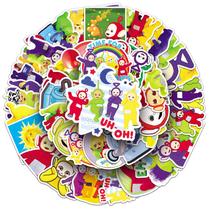 Adesivos Teletubbies, vinil impermeável, anime, 50 unidades/lote