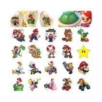 Adesivos Temporários De Tatuagem Super Mario Bros 20 Peças Figuras De Luigi E Yoshi Decalques Para