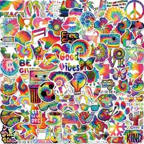 Adesivos Tie Dye Rainbow Waterproof Graffiti 100 unidades Adesivos Tie Dye Rainbow Waterproof Graffiti 100 unidades