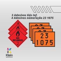 Adesivos Transporte Gás - 3 Rótulo Gás Inf. e 4 Onu 23 1075 Adesivos Transporte Gás - 3 Rótulo Gás Inf. e 4 Onu 23 1075