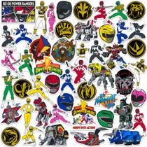 Adesivos Variety Pack GRAPHICS & MORE Mighty Morphin' Power Rangers 50 quilates de vinil Large Deluxe para laptop, garrafa de água, álbum de recortes, tablet e skate
