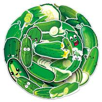 Adesivos verdes, pepinos, vinil impermeável, anime, 50 unidades