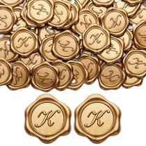 Adesivos Wax Seal Yoption Initial Alphabet K, pacote com 100 unidades douradas Adesivos Wax Seal Yoption Initial Alphabet K, pacote com 100 unidades douradas
