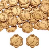 Adesivos Wax Seal Yoption Initial J Antique Gold, pacote com 100 Adesivos Wax Seal Yoption Initial J Antique Gold, pacote com 100