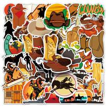 Adesivos Wild West Cowboy Skull Western Theme 50 unidades