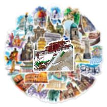 Adesivos World Famous Building Anime Cartoon 50 unidades de PVC