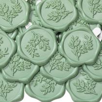 Adesivos Yoption Eucalyptus Wax Seal, pacote com 50 unidades, verde sálvia Adesivos Yoption Eucalyptus Wax Seal, pacote com 50 unidades, verde sálvia