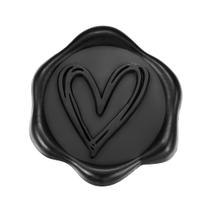 Adesivos Yoption Heart Wax Seal, pacote com 50, pretos, 3 cm