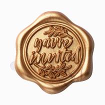 Adesivos Yoption Wax Seal, pacote com 50, dourados, 3 cm, impermeáveis Adesivos Yoption Wax Seal, pacote com 50, dourados, 3 cm, impermeáveis