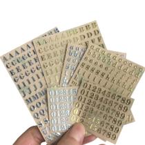 Adesivos ZAYOIZY, mini alfabeto autoadesivo de 6 folhas, prateado/dourado