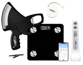 Adipômetro c/ Estadiômetro portátil Balança Bioimpedância via aplicativo avaliação Física FITMETRIA