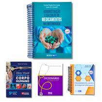 Adm. e cálculos + Dicionário de Termos + Atlas Compacto + Procedimentos Diários - Enfermagem