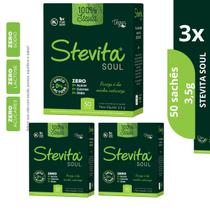 ADOÇANTE DIETÉTICO 100 NATURAL ZERO AÇÚCAR STEVIA SOUL Sachês 50 70mg kit com 3 unid ADOÇANTE DIETÉTICO 100 NATURAL ZERO AÇÚCAR STEVIA SOUL Sachês 50 70mg kit com 3 unid