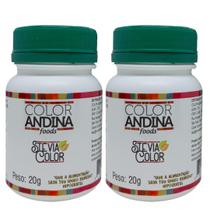 Adoçante dietético Stévia Color Andina Food, 2 potes de 20g
