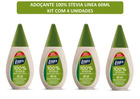 Adoçante Líquido Linea Stevia 100% 60ml - kit c/ 4 unds