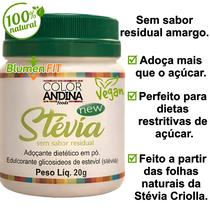 Adoçante Natural de Stévia em Pó 20g Color Andina Sem Sabor Residual Amargo Adoçante Natural de Stévia em Pó 20g Color Andina Sem Sabor Residual Amargo