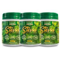 ADOÇANTE NATURAL STEVIA COLOR CRISTAL 100g pote kit 3