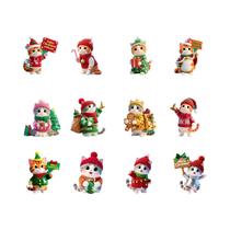 Adoráveis Enfeites De Gato Scottish Fold 12 Peças De Madeira 2D Decoração De Natal Com Cordão Para