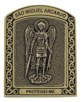 Adorno Católico Enfeite De Mesa E Escudo De Arcanjo São Miguel Ouro Velho Ou prata velha Lindo Para proteção Religiosa