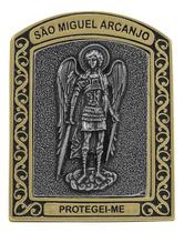 Adorno Católico Fé Quadro São Miguel Arcanjo De Mesa Prata Velha ou ouro velho 6cm proteção espiritual decoração casa ou escritório Adorno Católico Fé Quadro São Miguel Arcanjo De Mesa Prata Velha ou ouro velho 6cm proteção espiritual decoração casa ou escritório