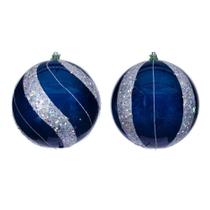 Adorno Colgante Vickerman 15 cm Perla Azul con Lentejuelas Set Adorno Colgante Vickerman 15 cm Perla Azul con Lentejuelas Set
