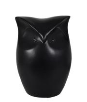 Adorno coruja em ceramica preto 16cm Adorno coruja em ceramica preto 16cm