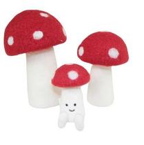 Adorno de Lã de Feltro - Trio de Cogumelos