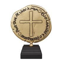Adorno de Mesa Medalha das Duas Cruzes Sacramental Ouro Velho - Canção nova