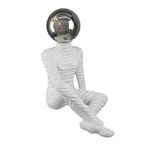 Adorno Decorativo Benzara Estatuilla Astronauta Sentado de 14 cm en Resina