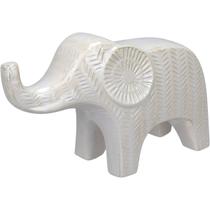 ADORNO DECORATIVO ENFEITE CASA APARADOR HOME&CO ELEFANTE CERÂMICA 17x30x10cm BRANCO