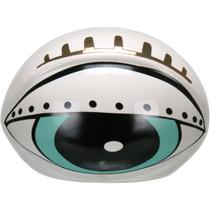 Adorno decorativo enfeite casa olho cerâmica azul e branco